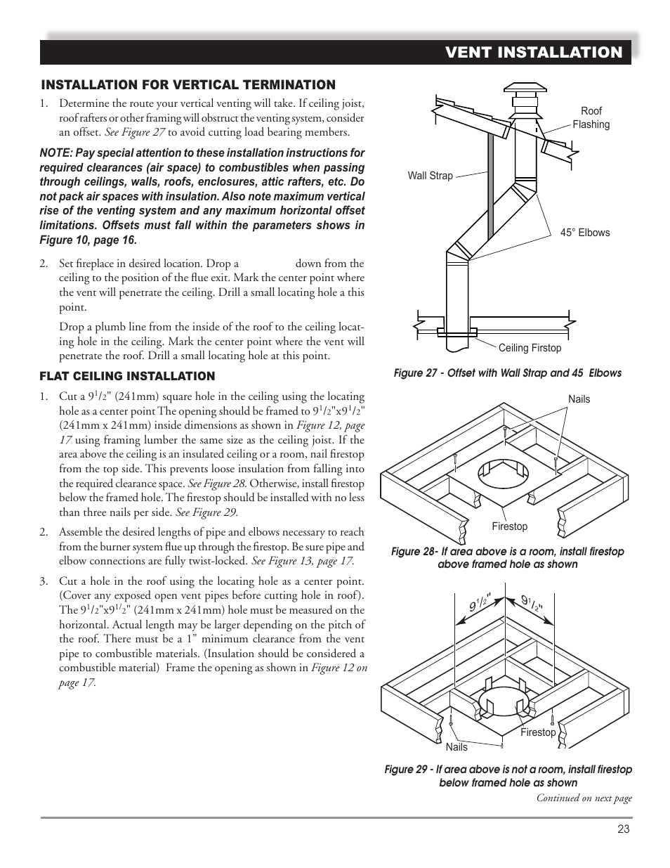 Vent installation | Mastic Spark Modern Fires 91P User Manual | Page 23 / 42