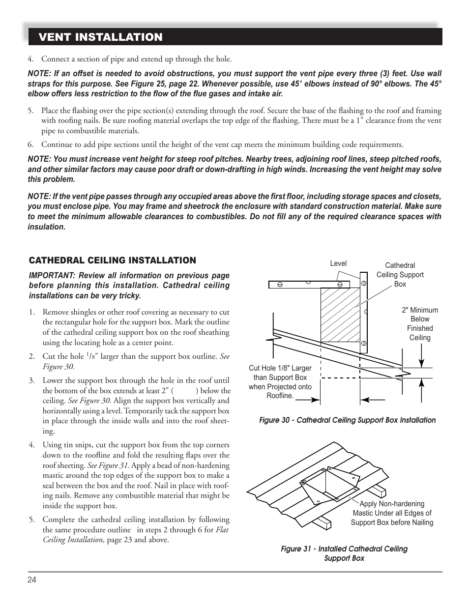 Vent installation | Mastic Spark Modern Fires 91P User Manual | Page 24 / 42