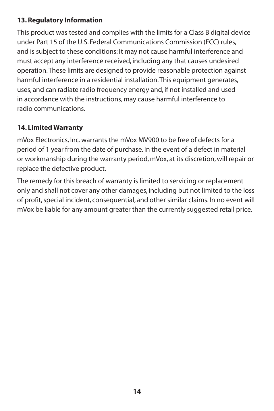MVOX electronic MV900 User Manual | Page 15 / 16