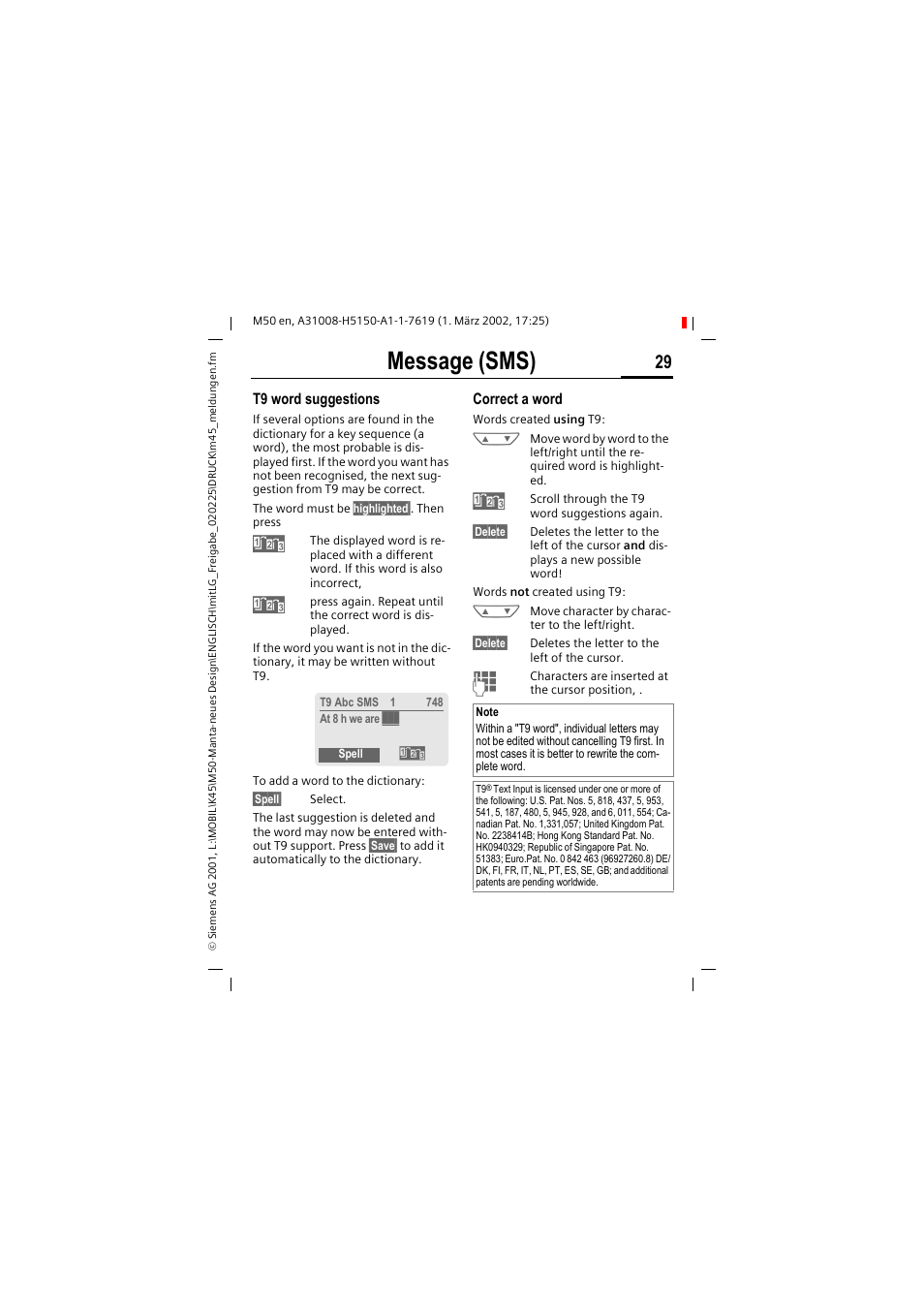 Message (sms) | Siemens M50 User Manual | Page 31 / 96