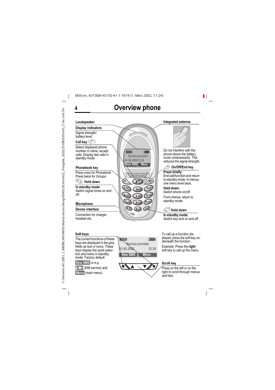 Overview phone | Siemens M50 User Manual | Page 6 / 96