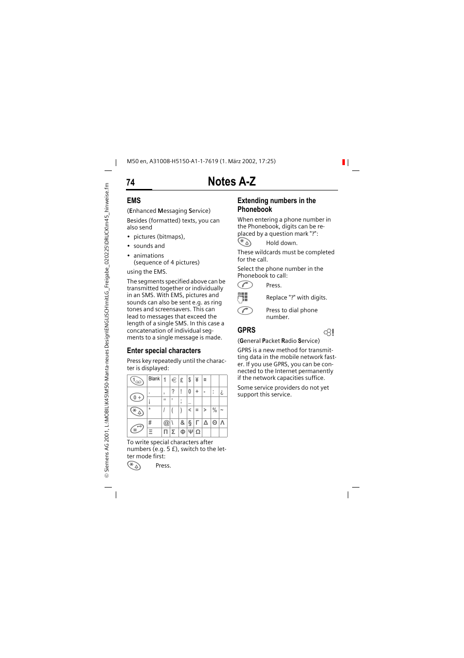 Siemens M50 User Manual | Page 76 / 96