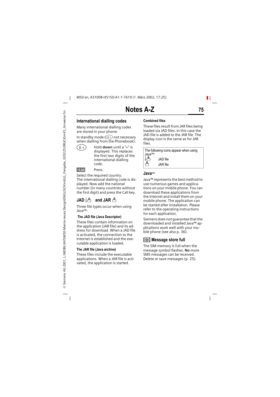 Siemens M50 User Manual | Page 77 / 96