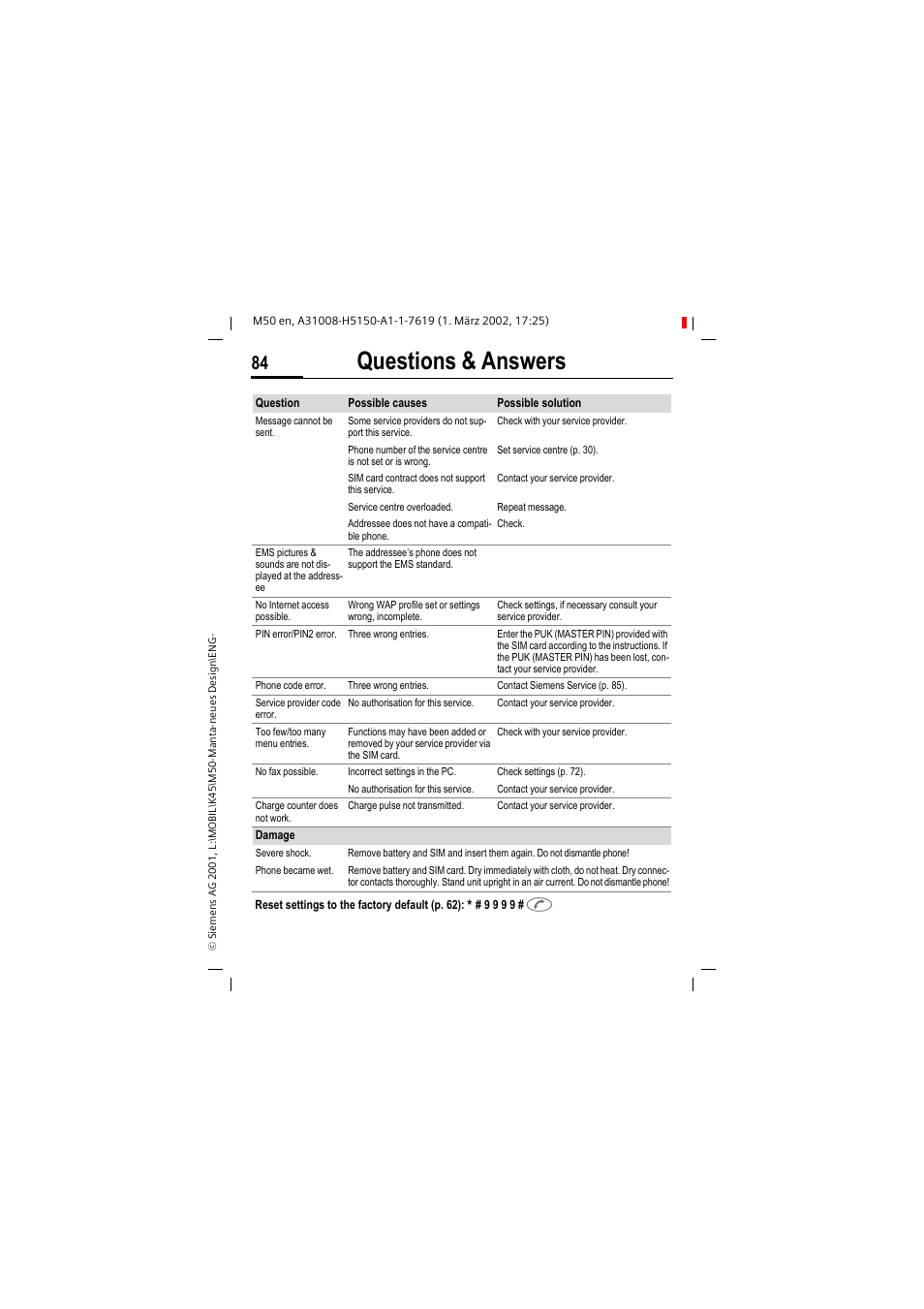 Questions & answers | Siemens M50 User Manual | Page 86 / 96