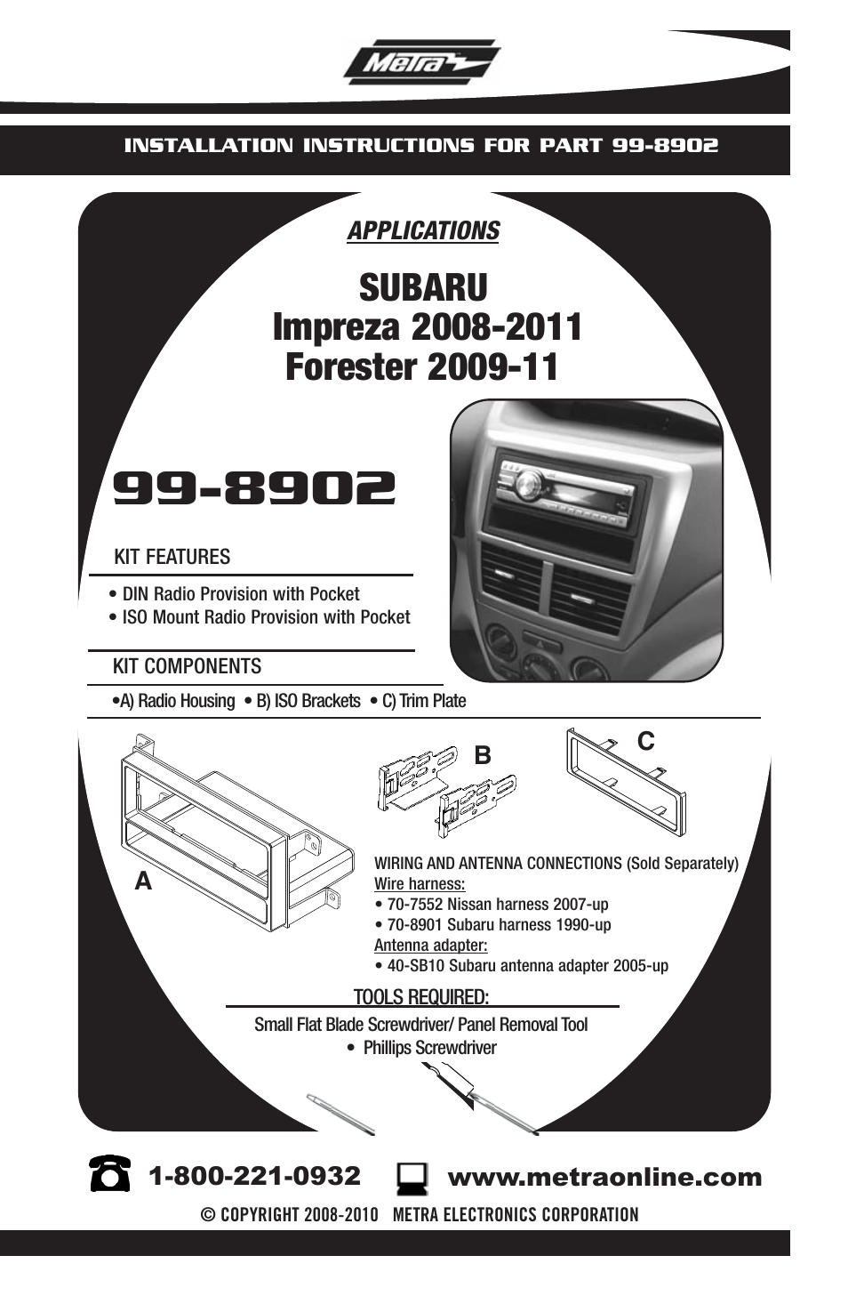 Metra Electronics Car Stereo System User Manual | 8 pages