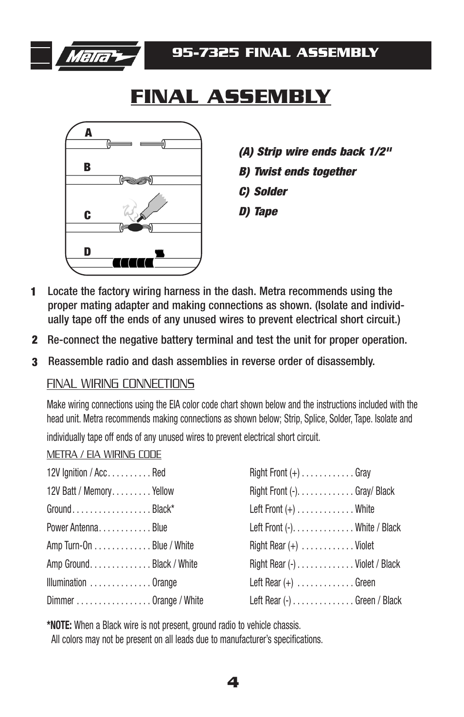 Final assembly | Metra Electronics 95-7325 User Manual | Page 6 / 8