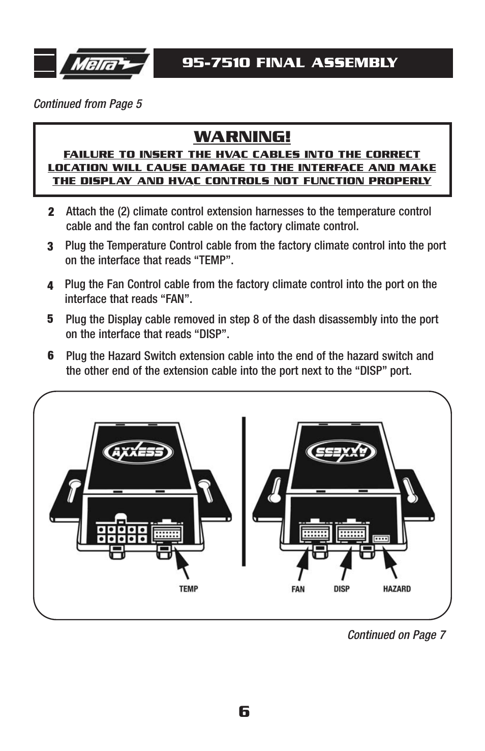 Warning | Metra Electronics 95-7510HG User Manual | Page 8 / 12