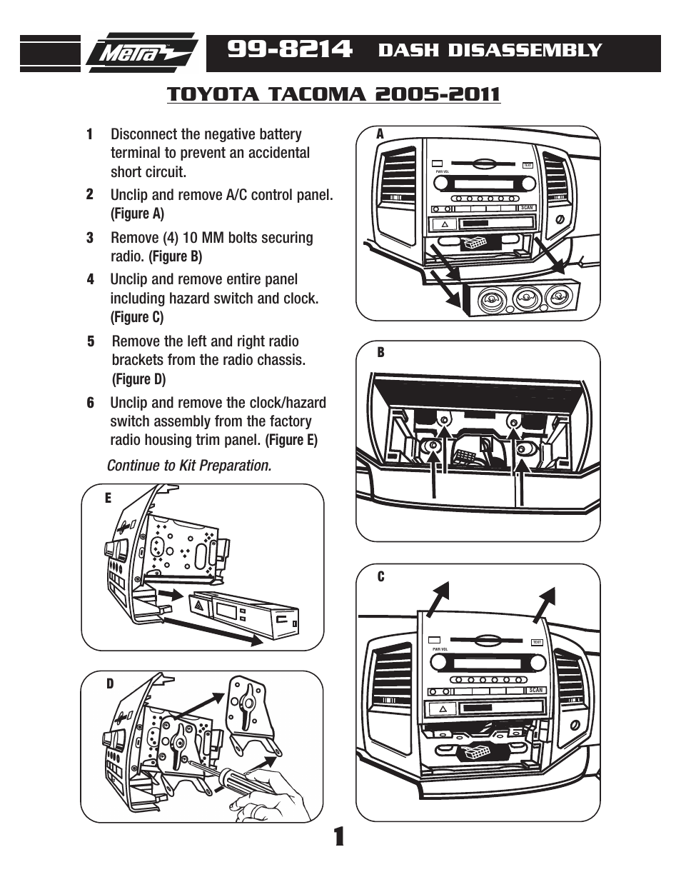 Dash disassembly | Metra Electronics 99-8214TB User Manual | Page 3 / 12