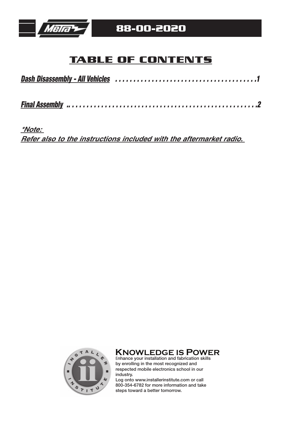 Metra Electronics 88-00-2020 User Manual | Page 2 / 4