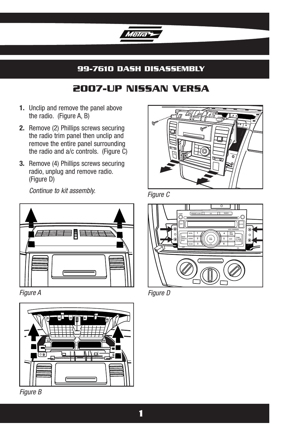 2007-up nissan versa, 7610 dash disassembly | Metra Electronics 99-7610B User Manual | Page 3 / 12