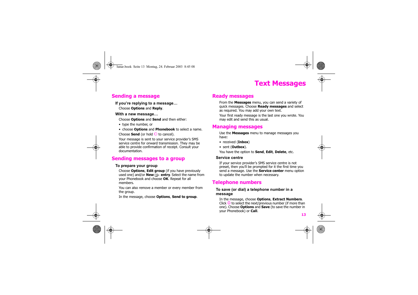 Text messages | Siemens Xelibri 2 User Manual | Page 14 / 31