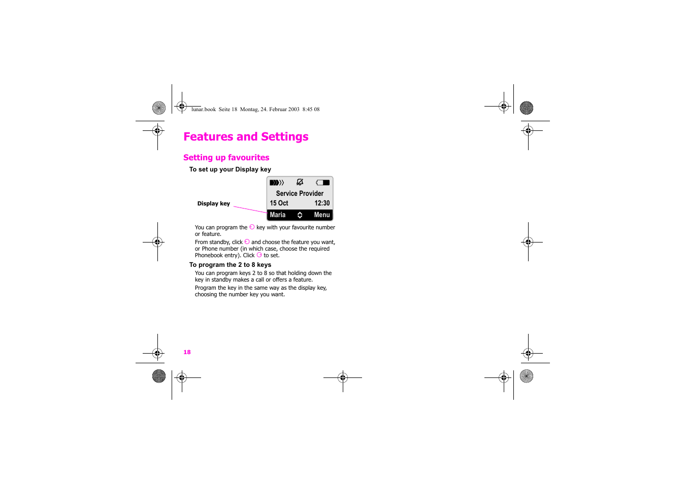 Features and settings | Siemens Xelibri 2 User Manual | Page 19 / 31