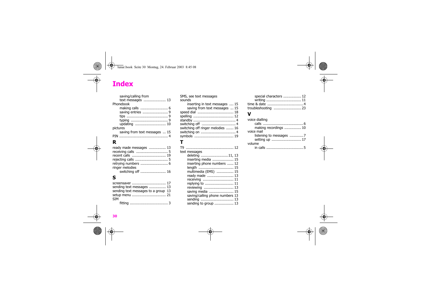 Index | Siemens Xelibri 2 User Manual | Page 31 / 31