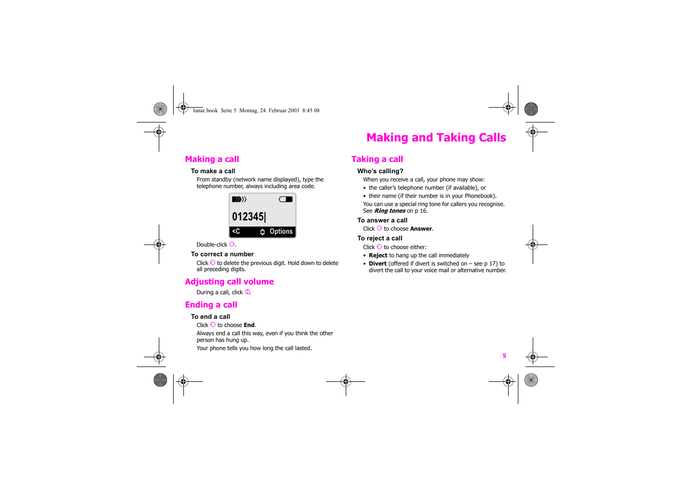 Making and taking calls | Siemens Xelibri 2 User Manual | Page 6 / 31