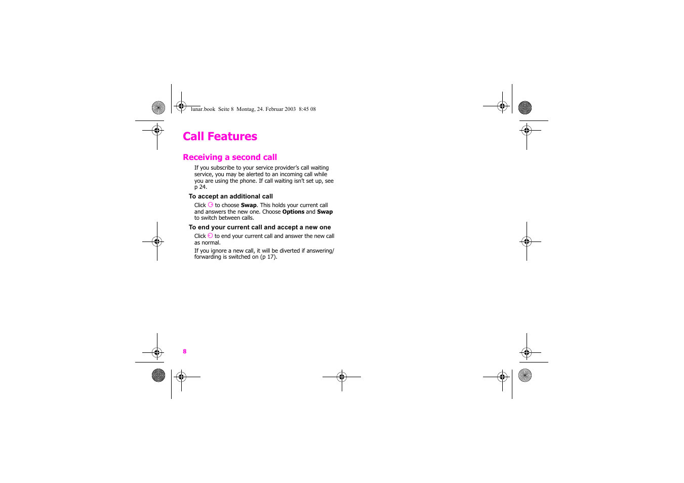 Call features | Siemens Xelibri 2 User Manual | Page 9 / 31