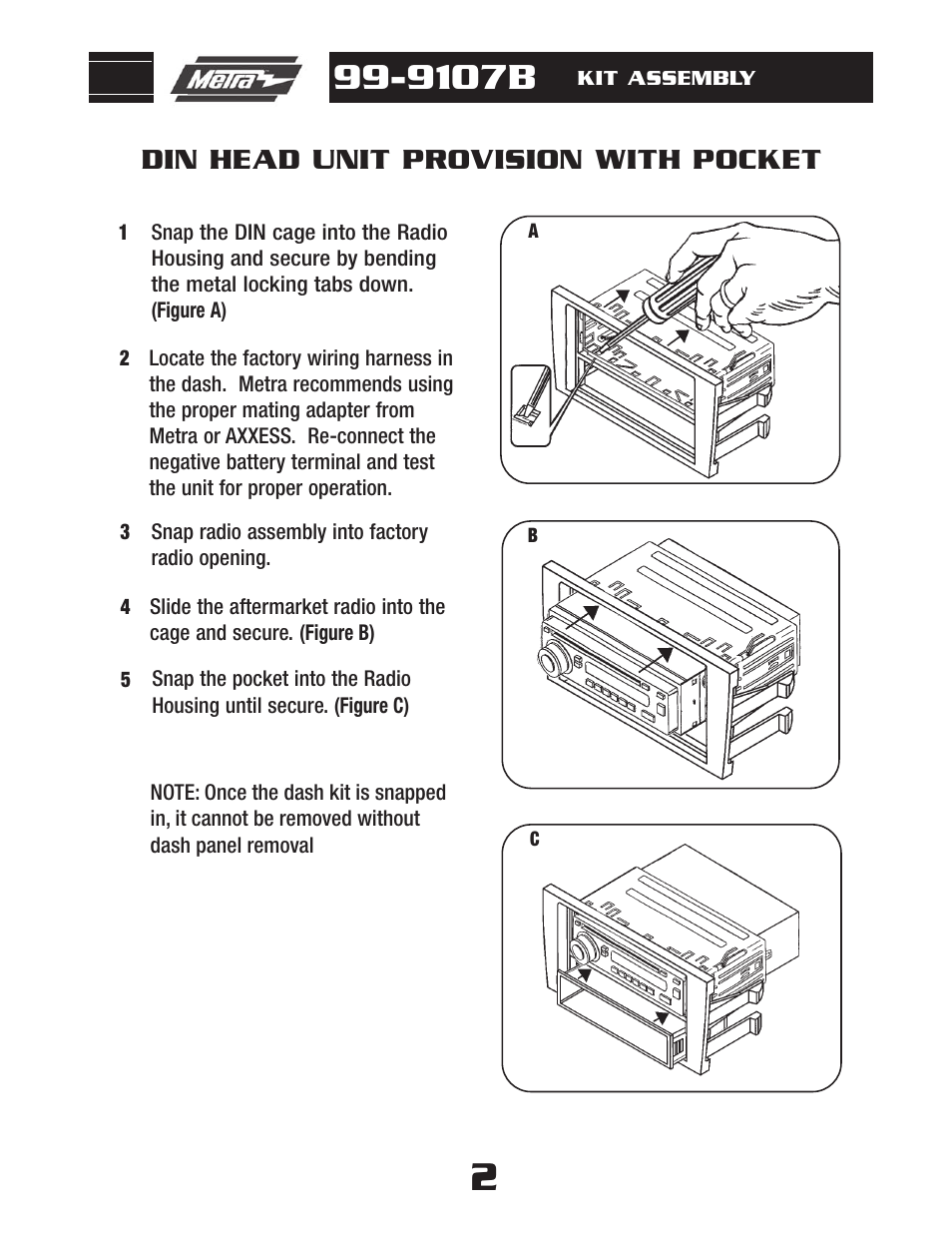 9107b, Din head unit provision with pocket | Metra Electronics 99-9107B User Manual | Page 4 / 8