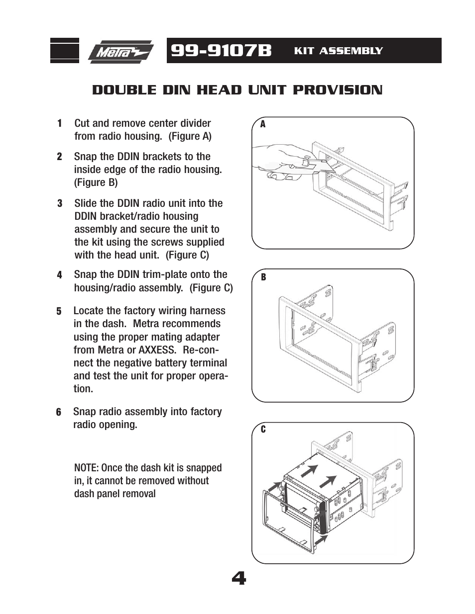 9107b, Double din head unit provision | Metra Electronics 99-9107B User Manual | Page 6 / 8