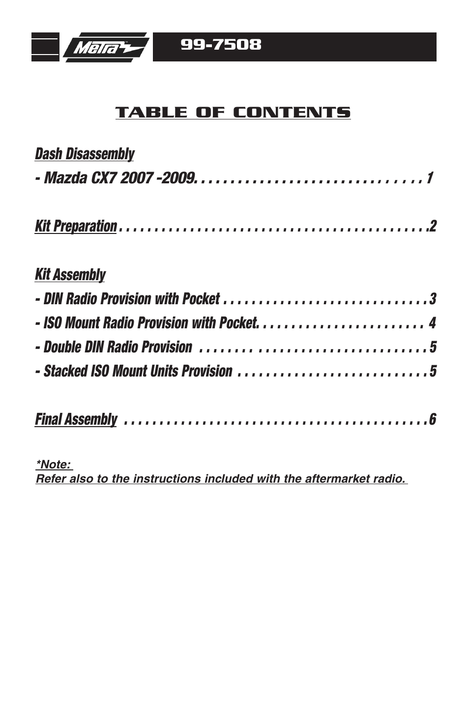 Metra Electronics MAZDA CX7 2007-09 99-7508 User Manual | Page 2 / 12