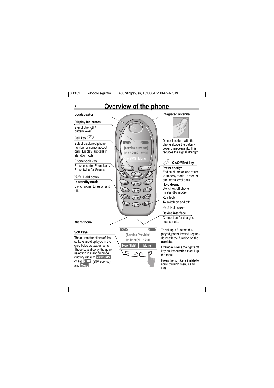 Overview of the phone | Siemens A50 User Manual | Page 5 / 77