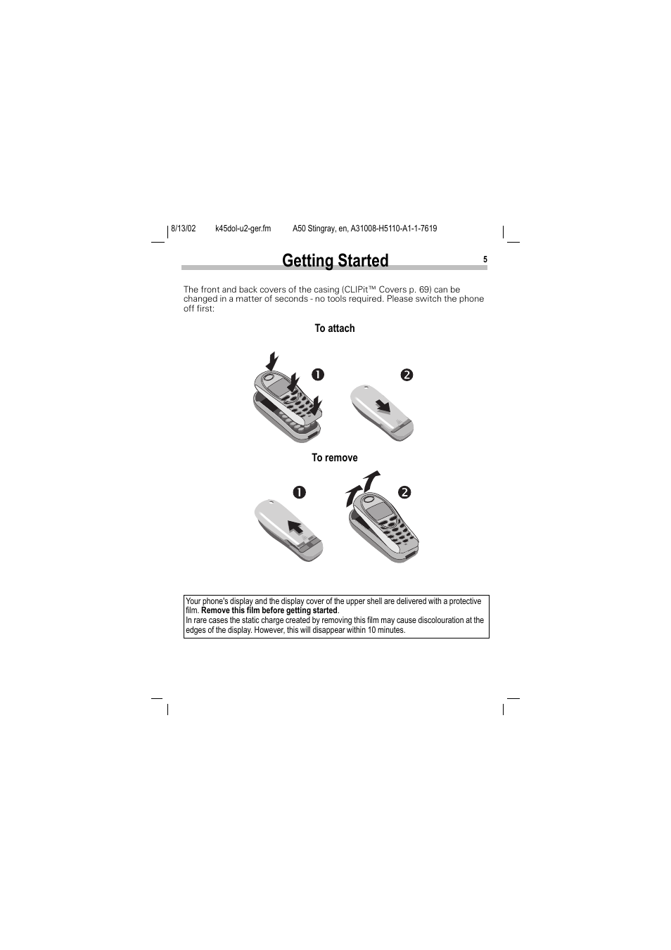 Getting started | Siemens A50 User Manual | Page 6 / 77