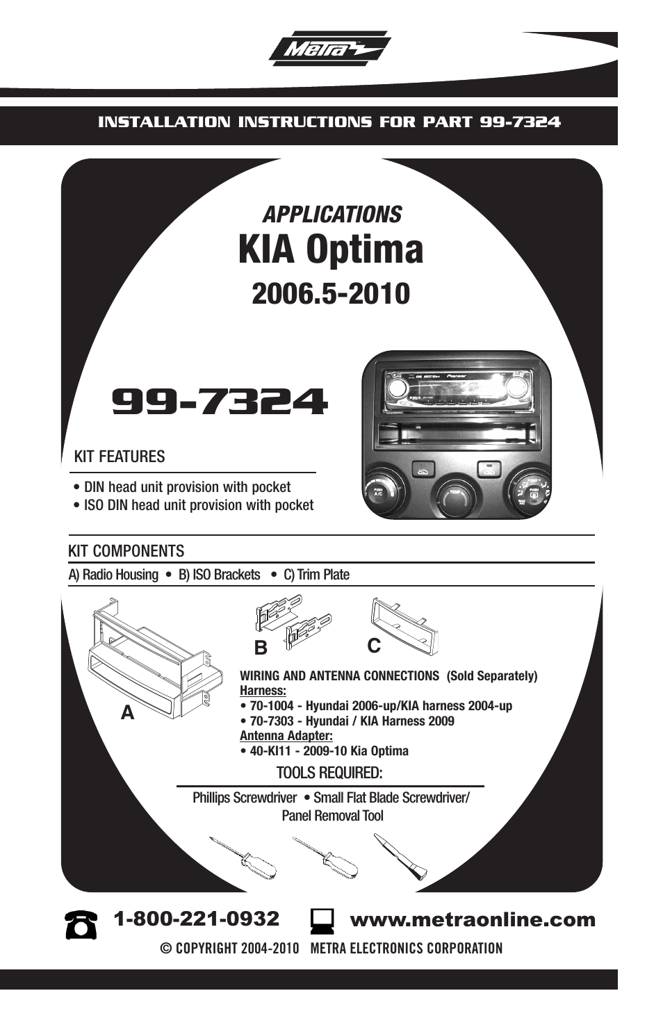 Metra Electronics KIA OPTIMA 99-7324 User Manual | 8 pages