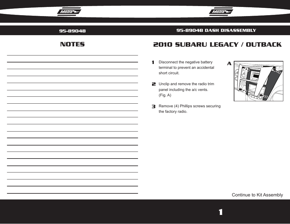 2010 subaru legacy / outback | Metra Electronics 95-8904B User Manual | Page 3 / 4