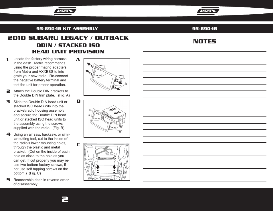 2010 subaru legacy / outback | Metra Electronics 95-8904B User Manual | Page 4 / 4
