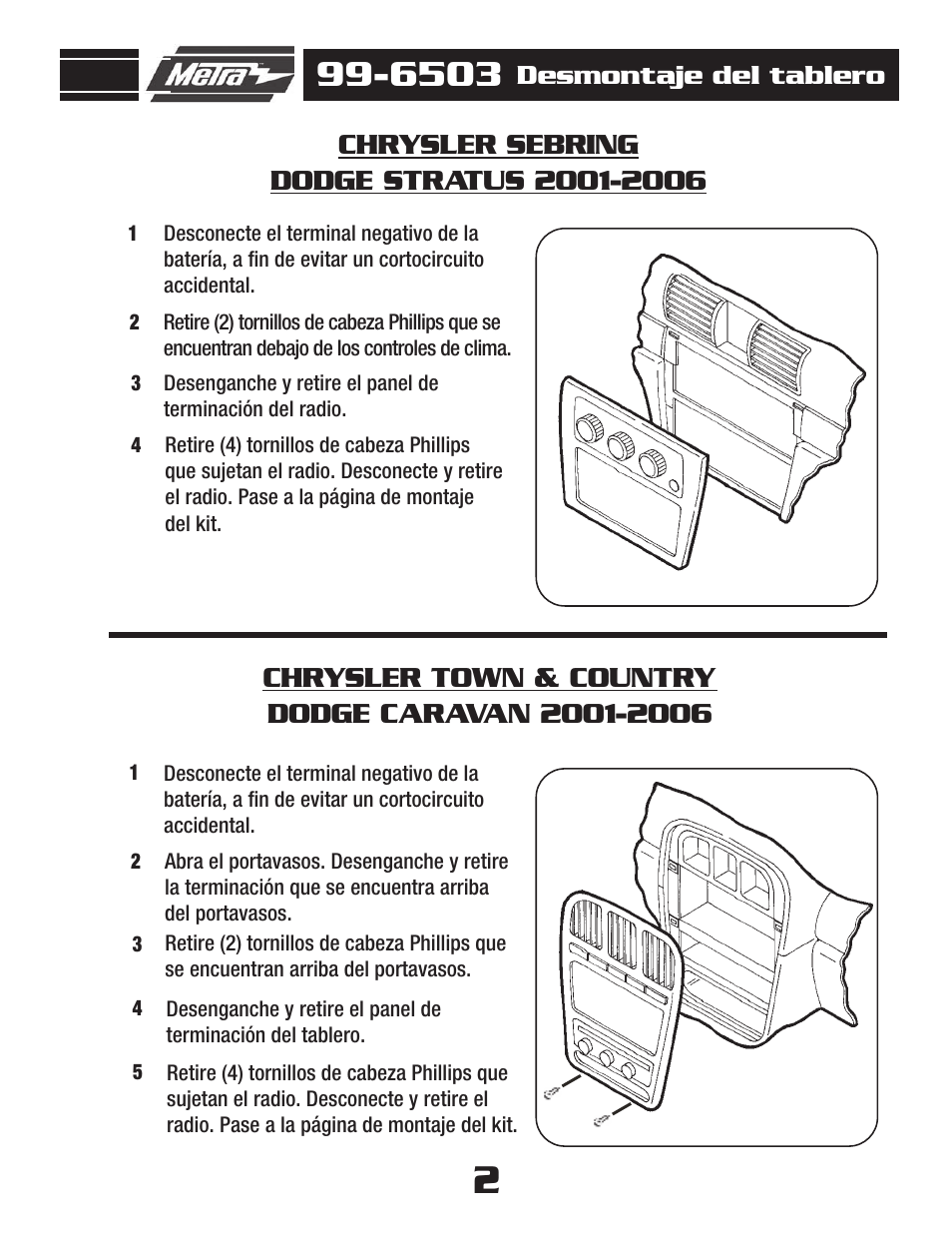 Desmontaje del tablero | Metra Electronics AW-512CR User Manual | Page 14 / 20
