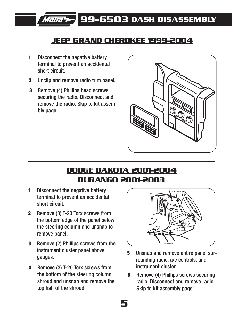 Dash disassembly | Metra Electronics AW-512CR User Manual | Page 7 / 20
