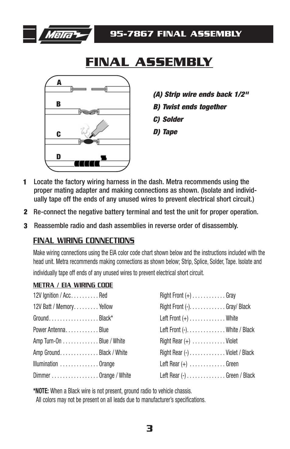 Final assembly | Metra Electronics 95-7867 User Manual | Page 5 / 8