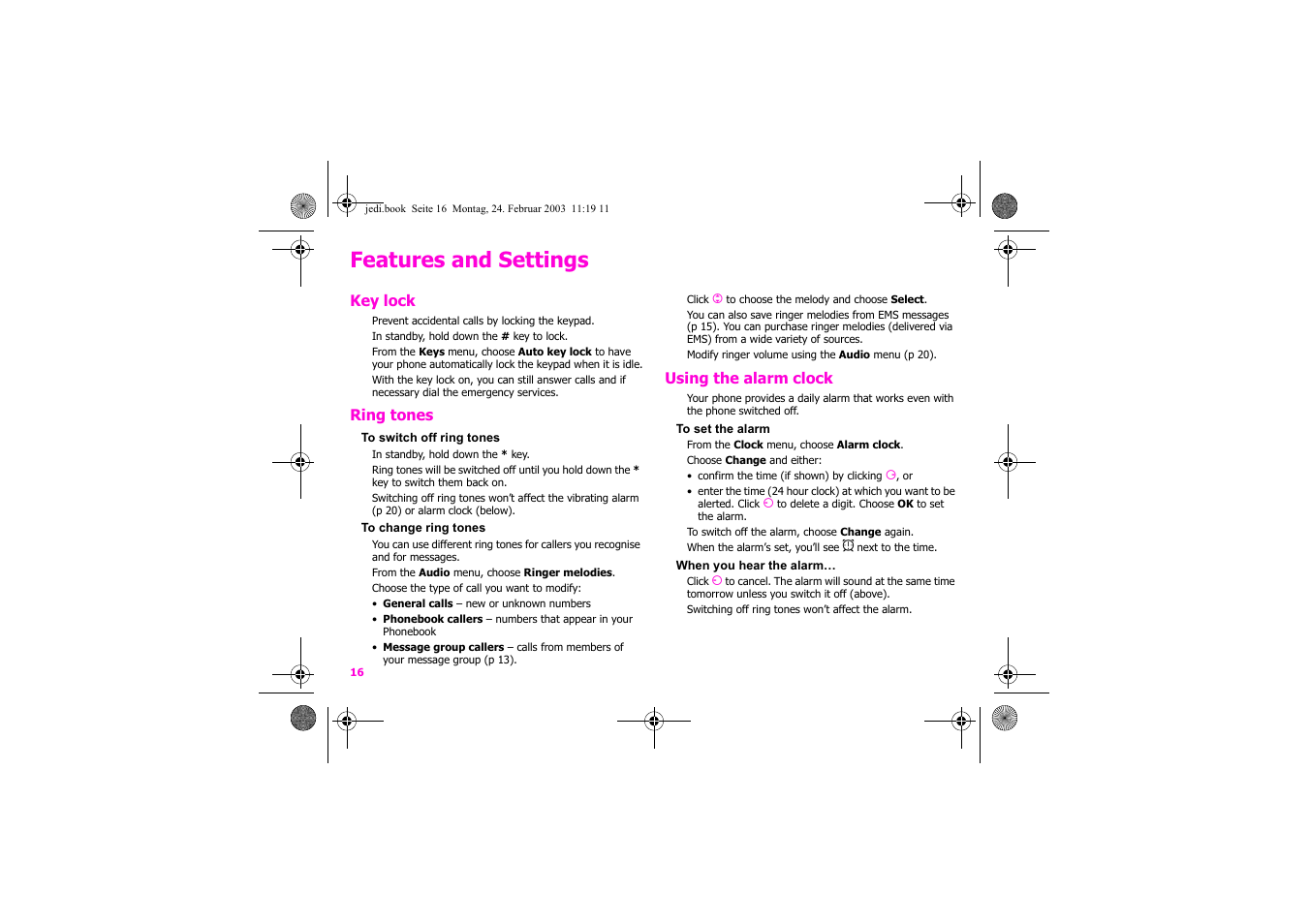 Features and settings | Siemens Xelibri 4 User Manual | Page 17 / 31