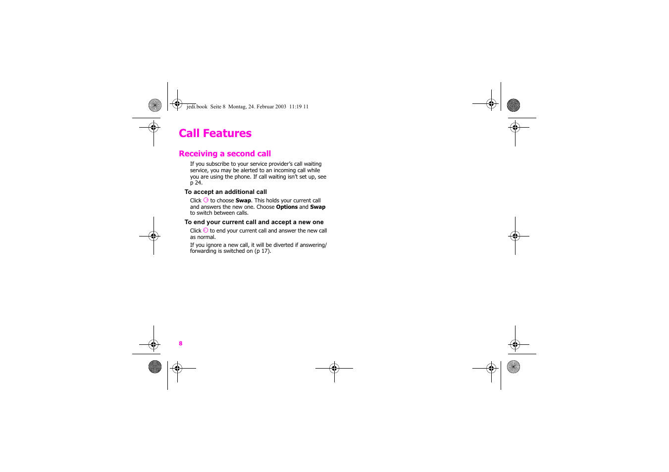 Call features | Siemens Xelibri 4 User Manual | Page 9 / 31