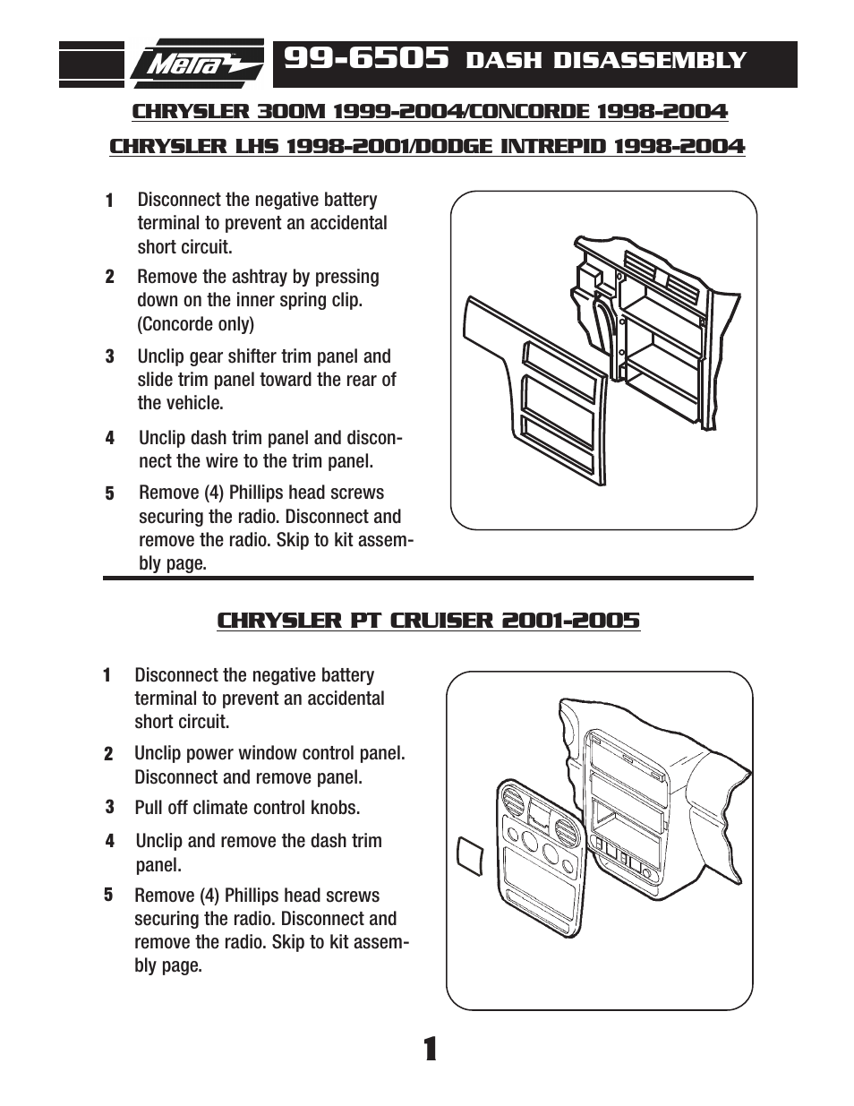 Dash disassembly | Metra Electronics 99-6505 User Manual | Page 3 / 12