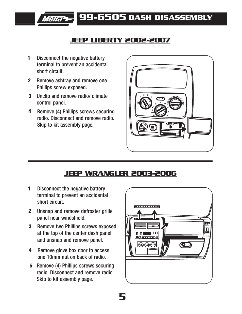 Dash disassembly | Metra Electronics 99-6505 User Manual | Page 7 / 12