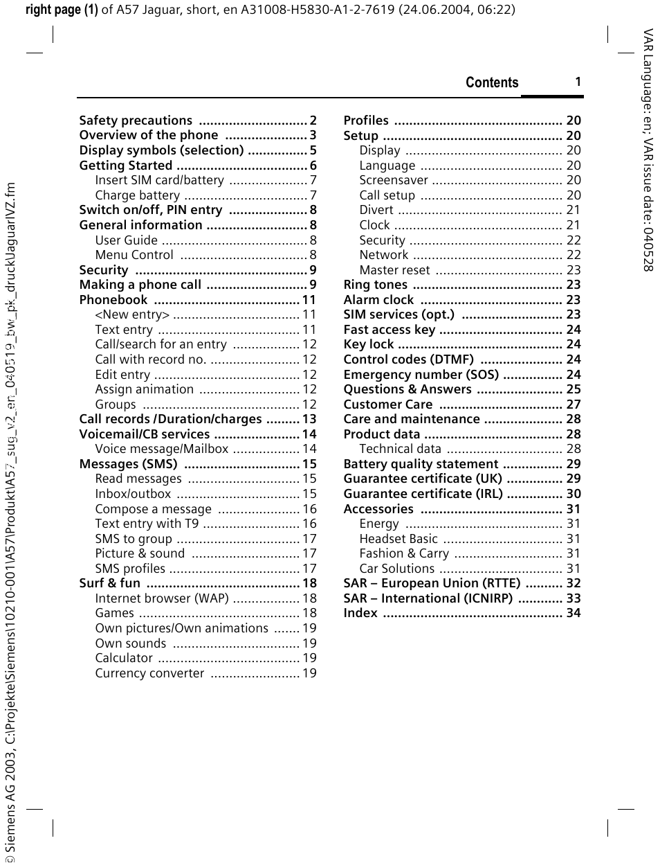 Siemens A57 User Manual | Page 2 / 37