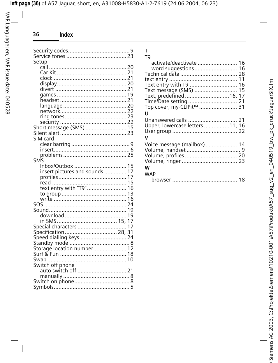 Siemens A57 User Manual | Page 37 / 37