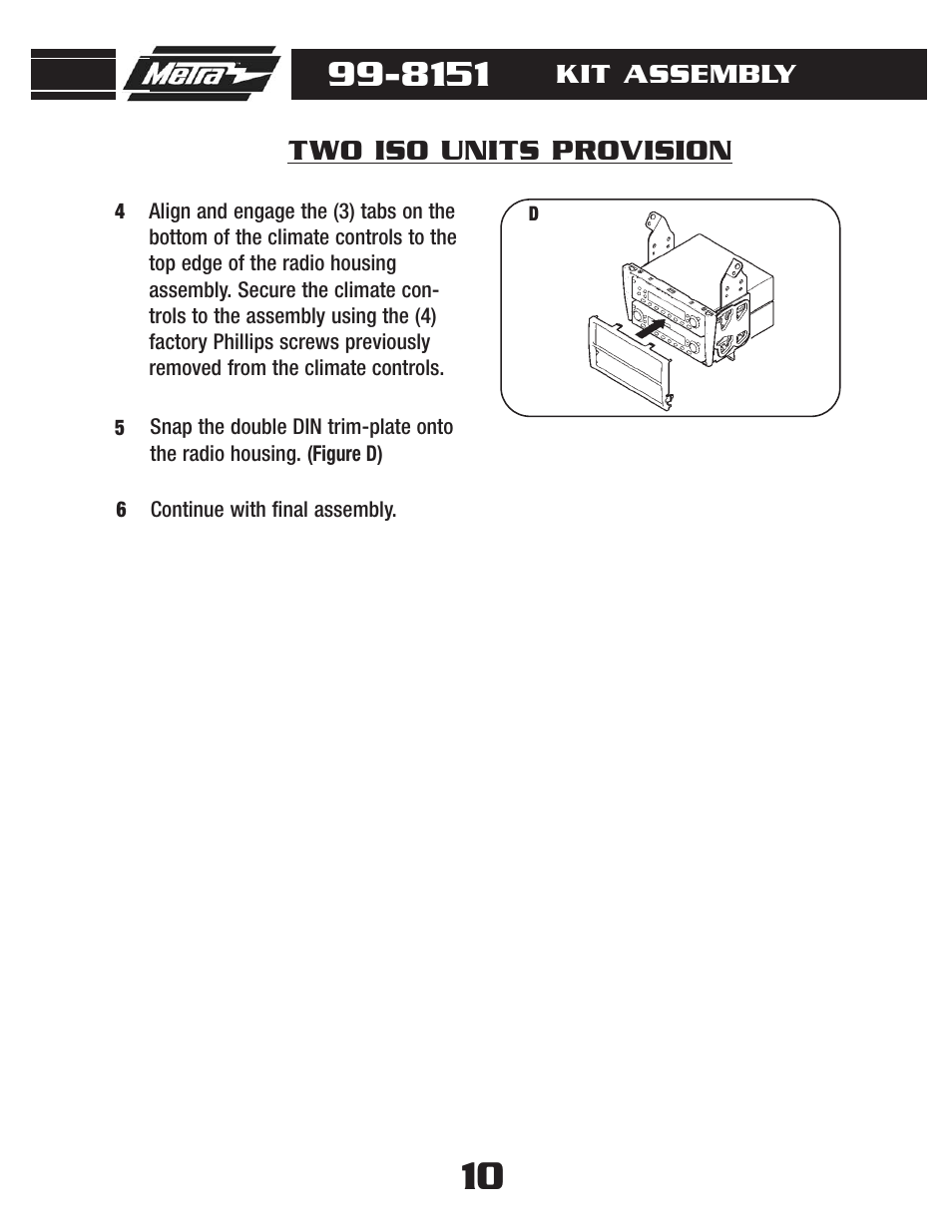 Two iso units provision | Metra Electronics LEXUS 99-8151 User Manual | Page 12 / 16