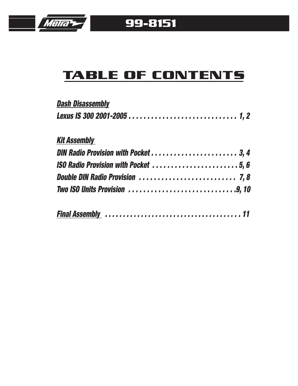 Metra Electronics LEXUS 99-8151 User Manual | Page 2 / 16