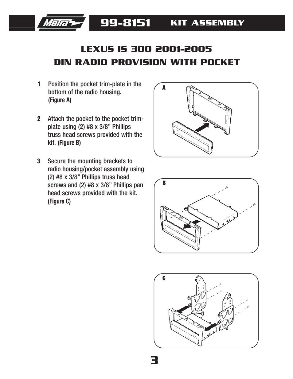 Din radio provision with pocket | Metra Electronics LEXUS 99-8151 User Manual | Page 5 / 16