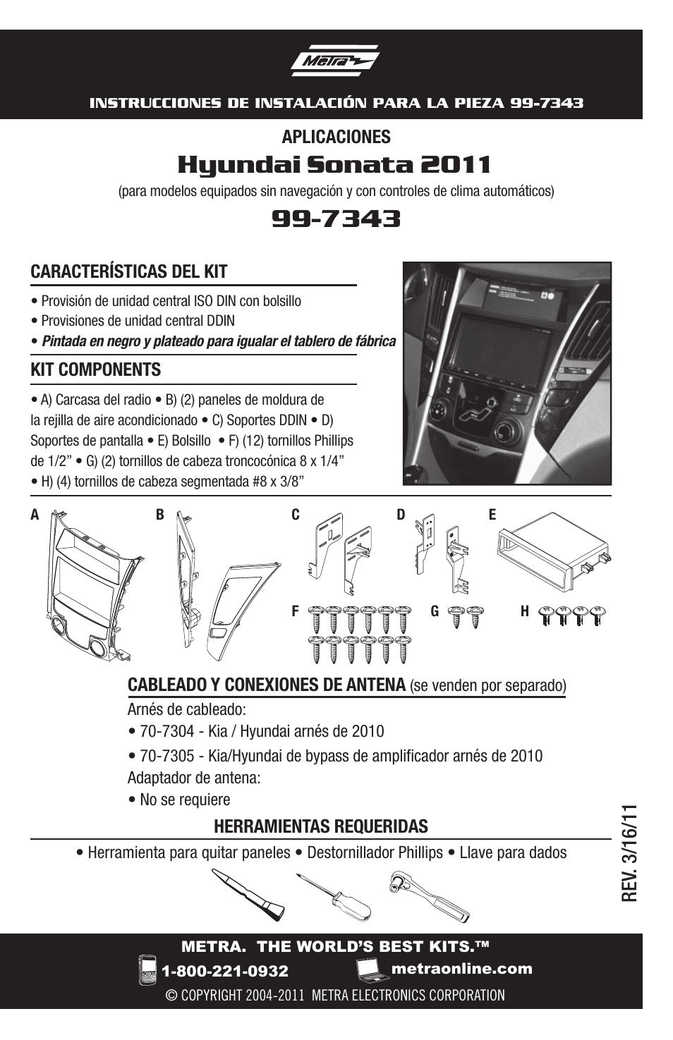 Hyundai sonata 2011 | Metra Electronics 99-7343 User Manual | Page 9 / 16