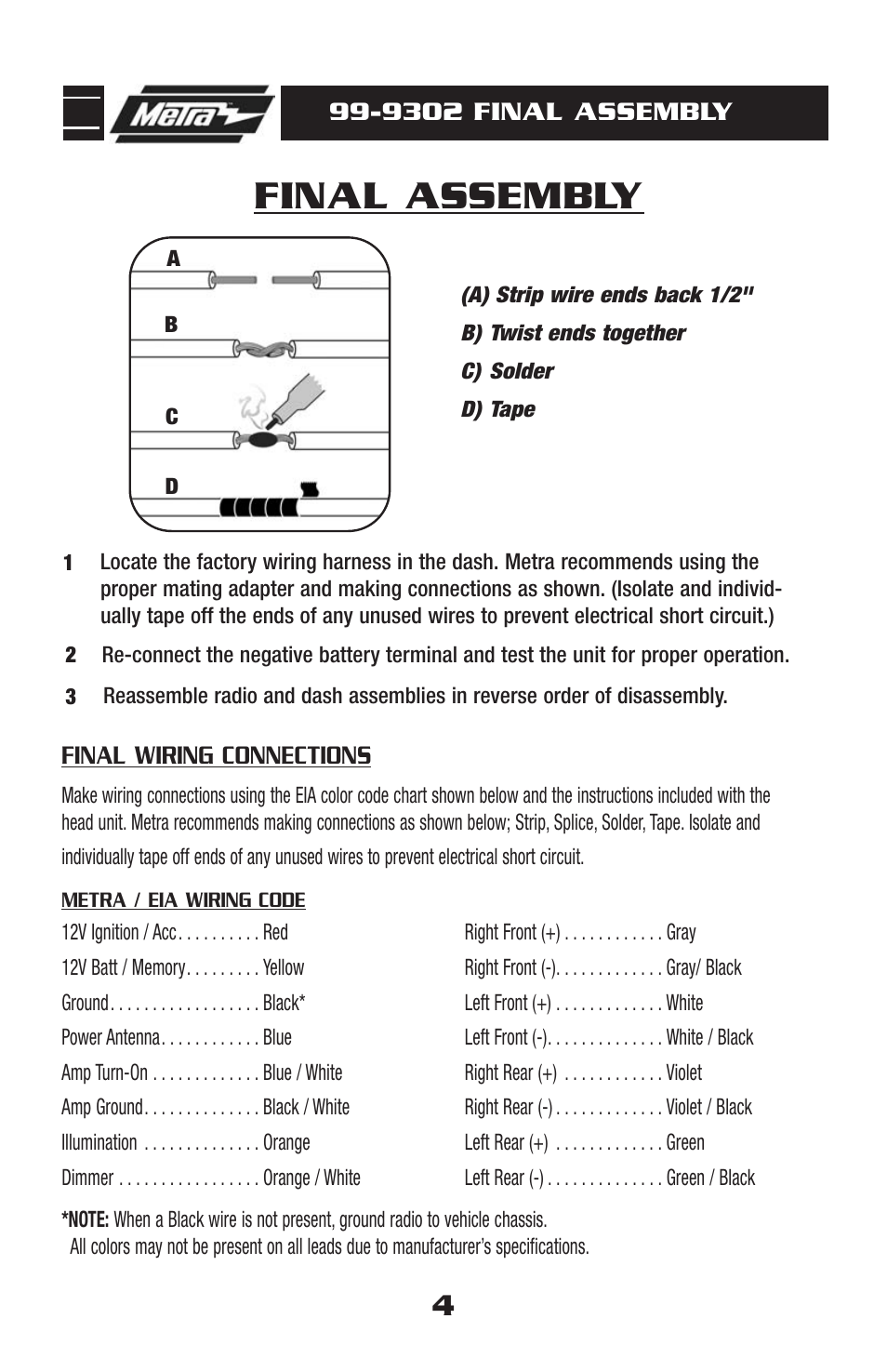 Final assembly | Metra Electronics 99-9302 User Manual | Page 6 / 8