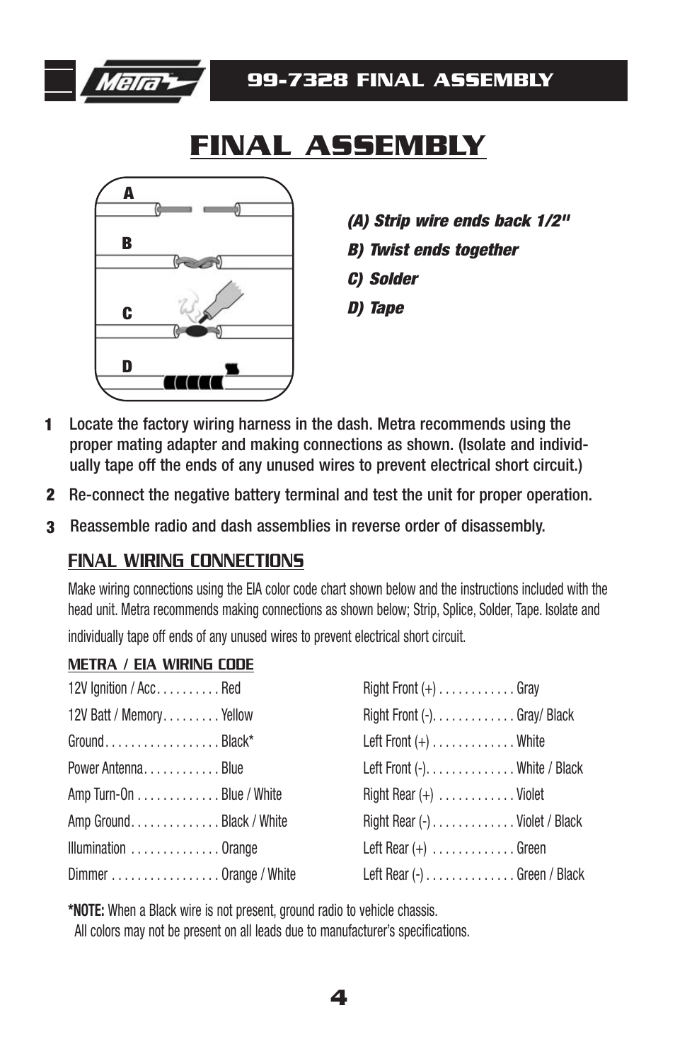 Final assembly | Metra Electronics 99-7328 User Manual | Page 6 / 8