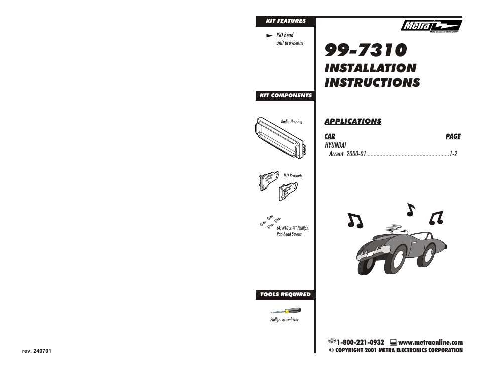 Metra Electronics 99-7310 User Manual | 2 pages