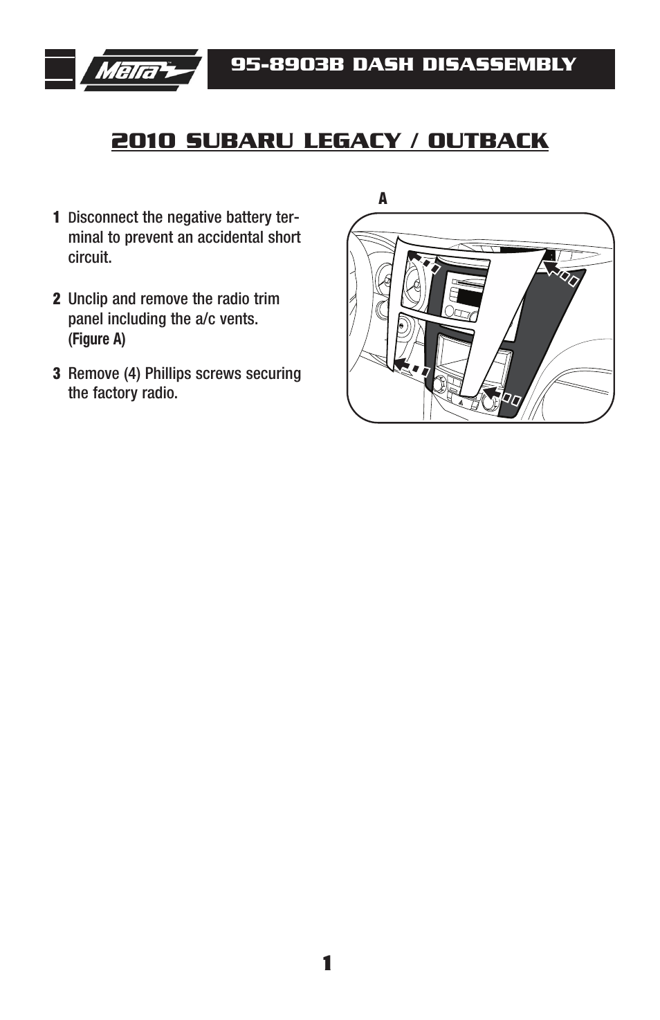 2010 subaru legacy / outback | Metra Electronics 95-8903B User Manual | Page 3 / 8