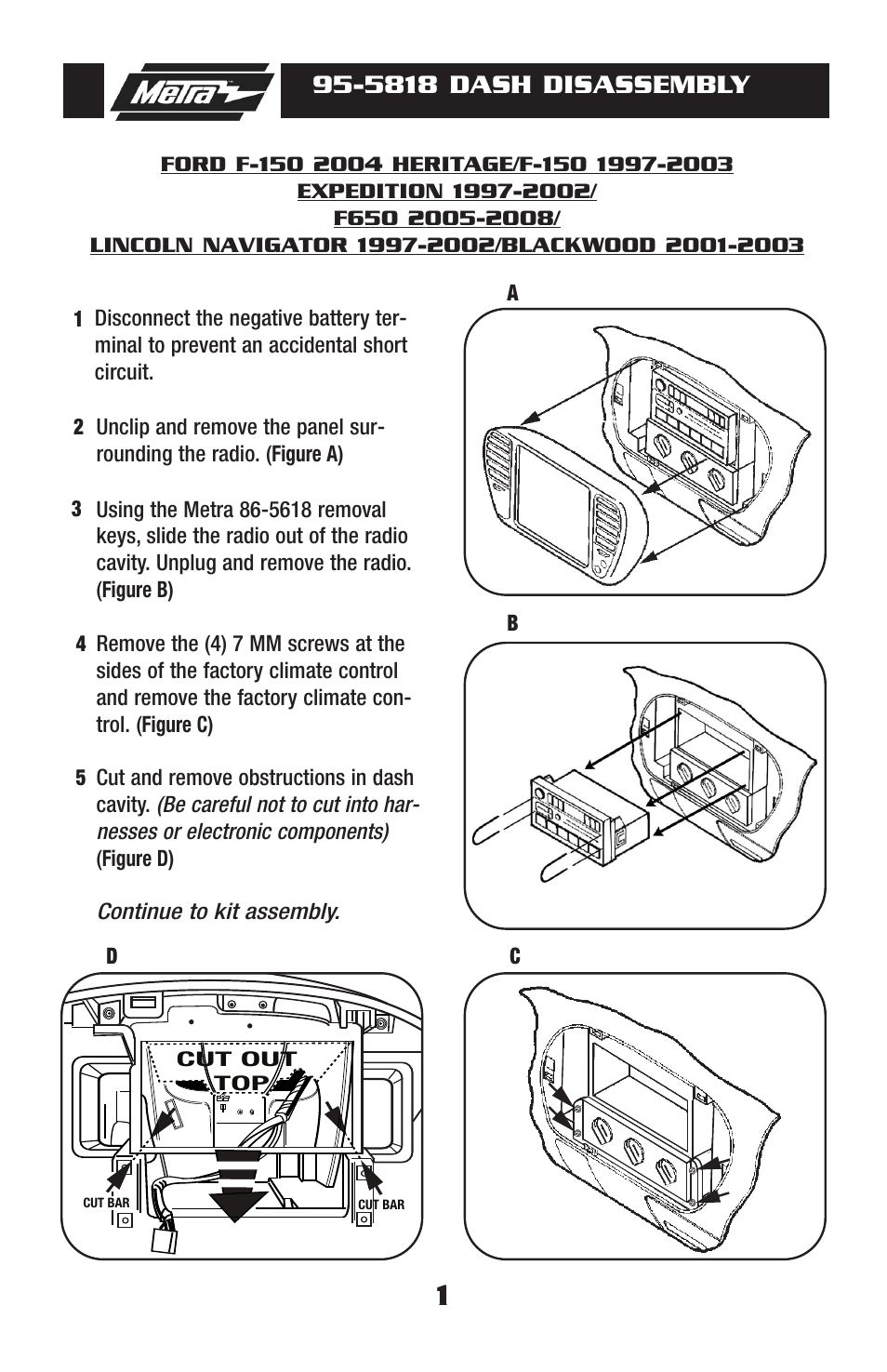 5818 dash disassembly | Metra Electronics 95-5818 User Manual | Page 3 / 8