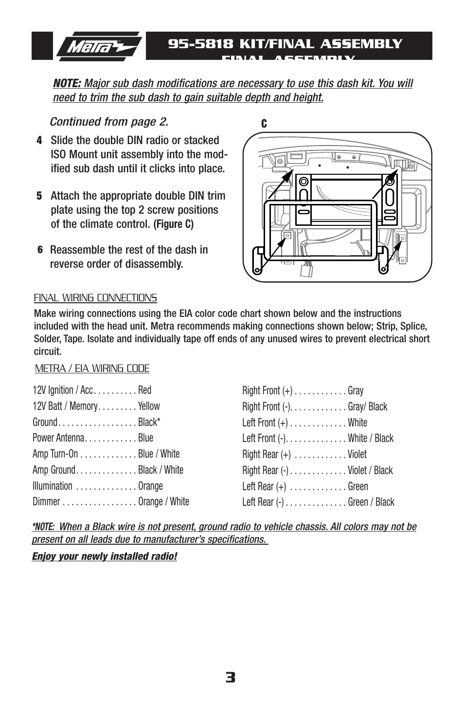 5818 kit/final assembly final assembly | Metra Electronics 95-5818 User Manual | Page 5 / 8