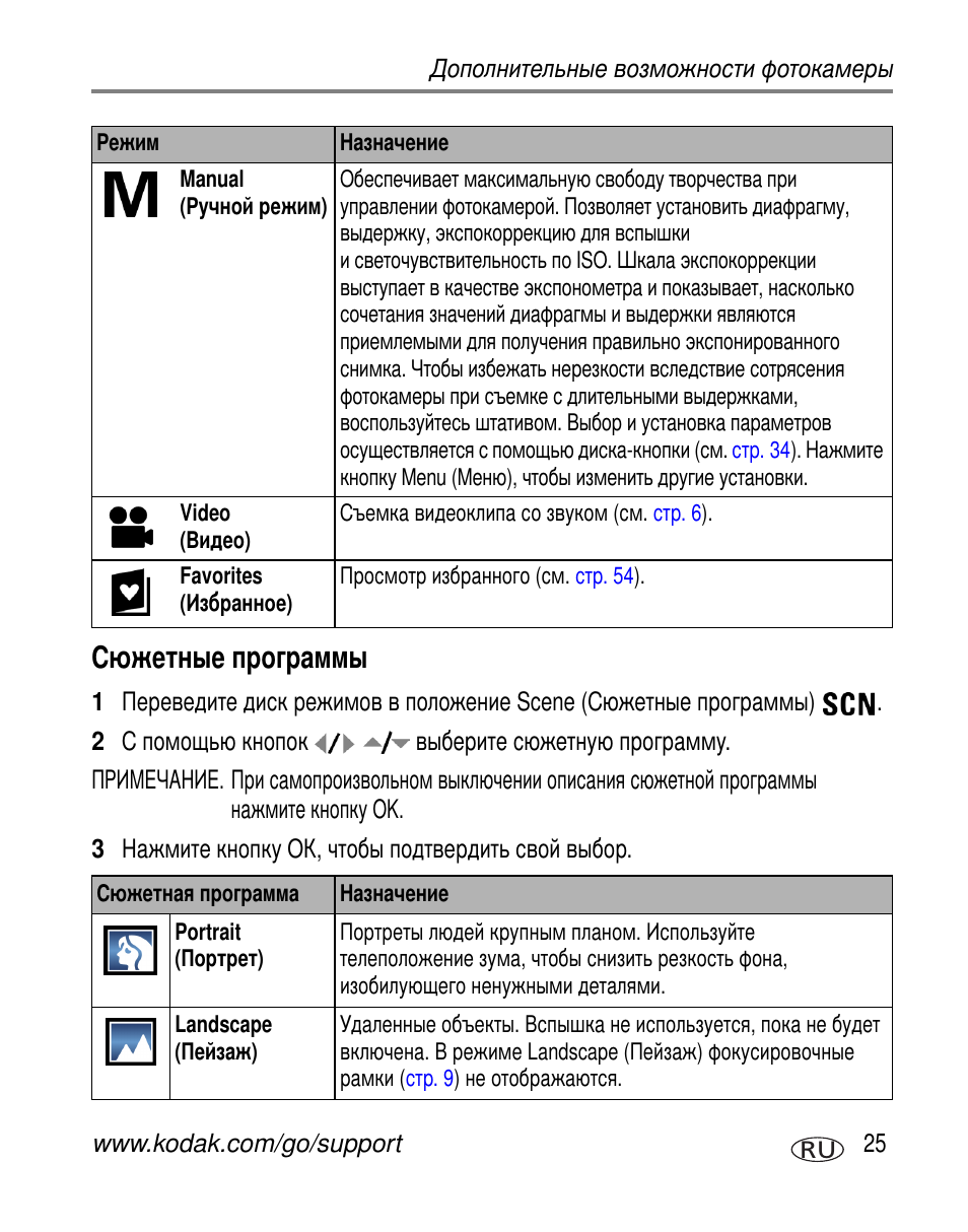 Сюжетные программы | Kodak Z612 User Manual | Page 31 / 101