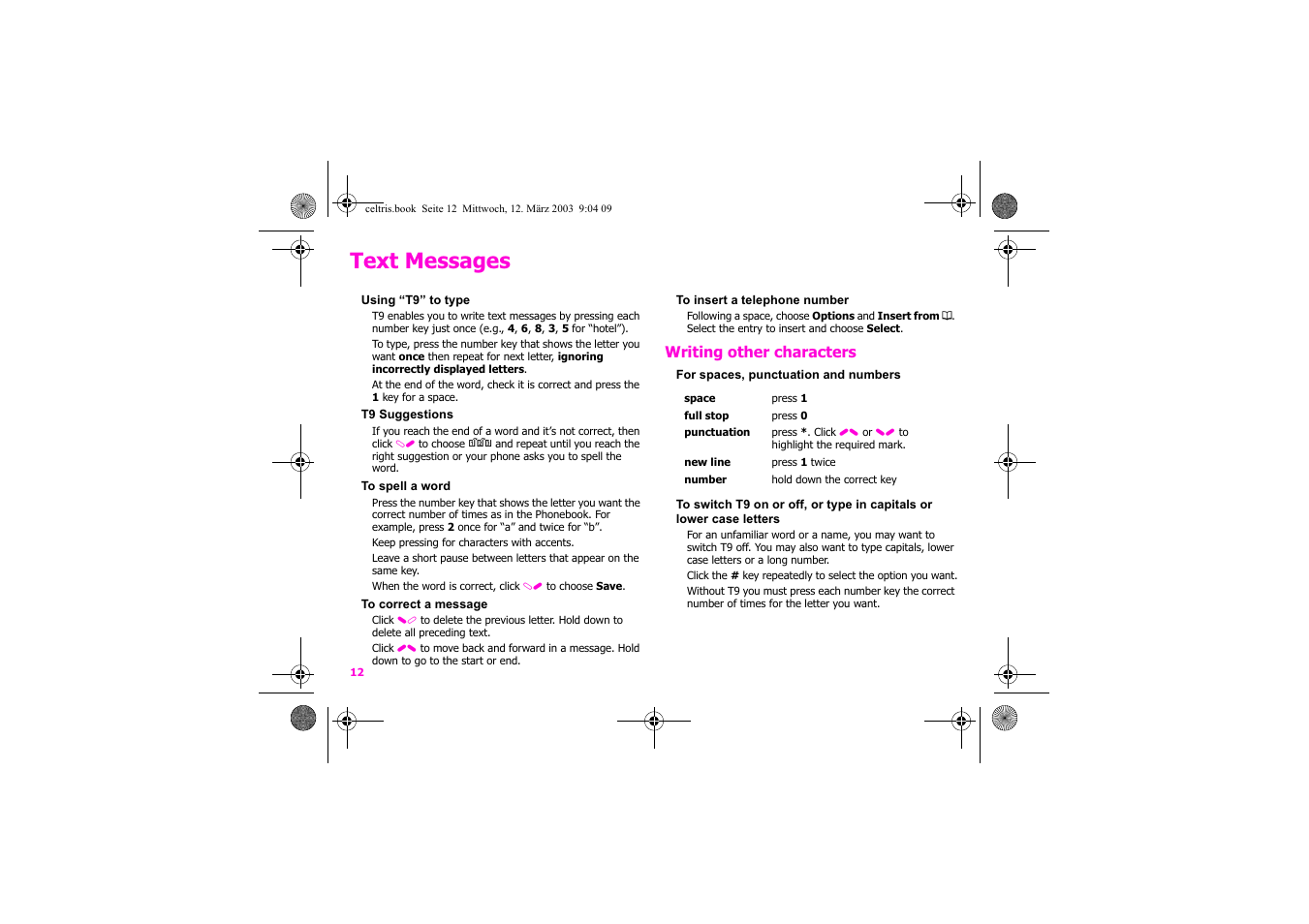 Text messages | Siemens Xelibri 1 User Manual | Page 13 / 31