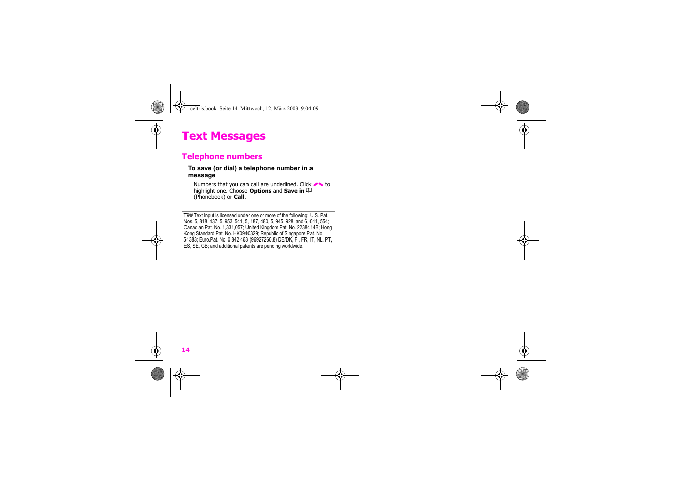 Text messages | Siemens Xelibri 1 User Manual | Page 15 / 31