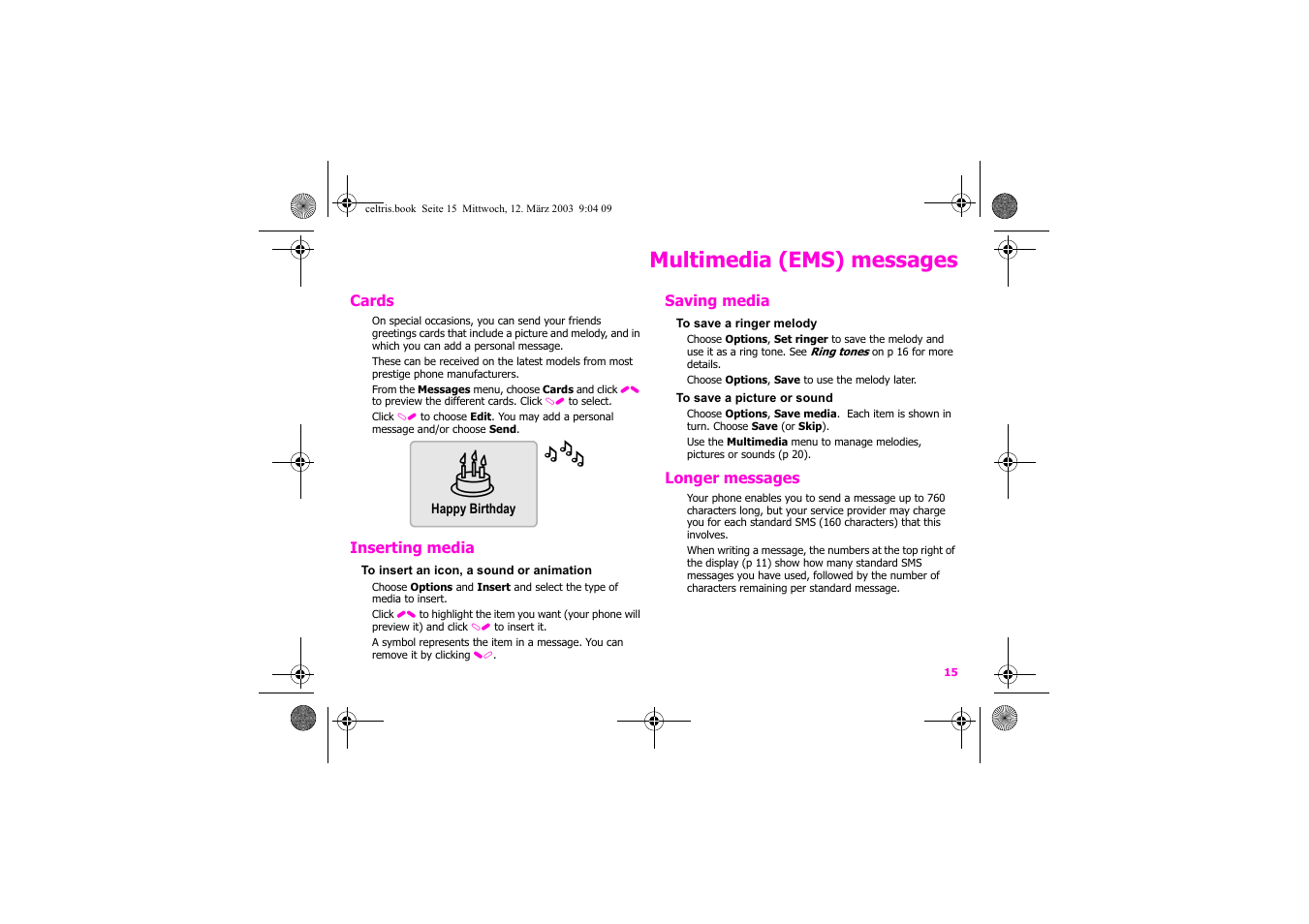 Multimedia (ems) messages | Siemens Xelibri 1 User Manual | Page 16 / 31